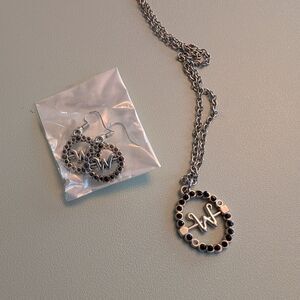 Wednesday Addams Inspired Nevermore Silver Necklace and Earring Set